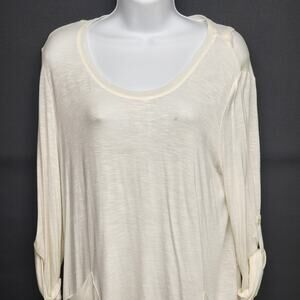 Chelsea & Theodore Women’s M White Tunic Pullover Stretch Rayon Spandex Top